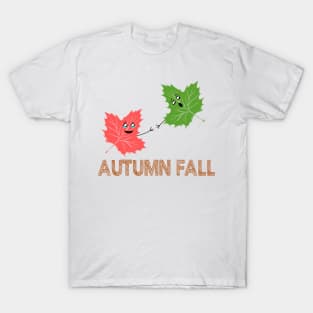 Autumn Fall Funny Maple Leaf Joke Cartoon Design T-Shirt